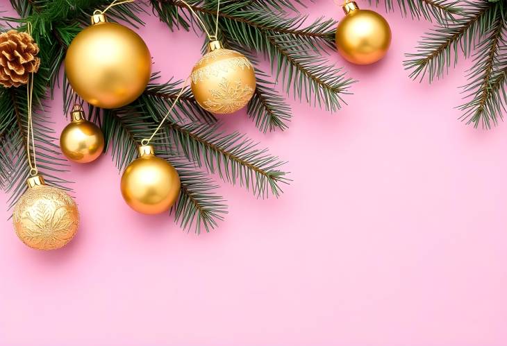 Pastel Pink and Golden Ornaments Christmas Luxury Redefined